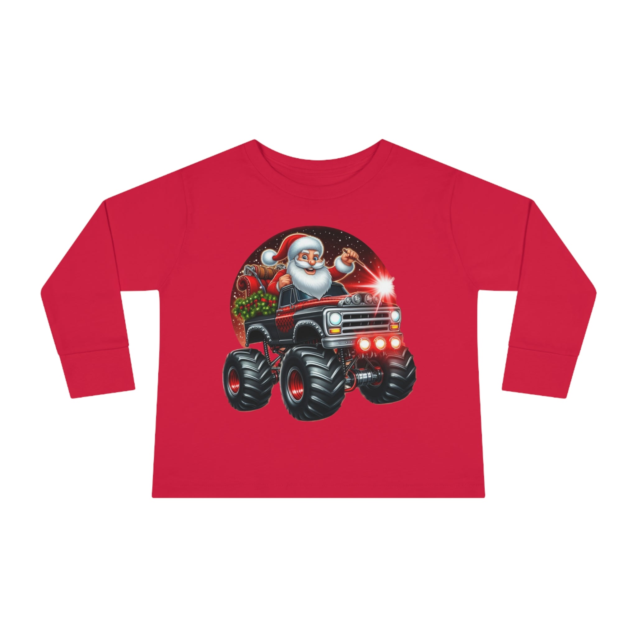 Red Monster Truck Christmas Jersey Tee