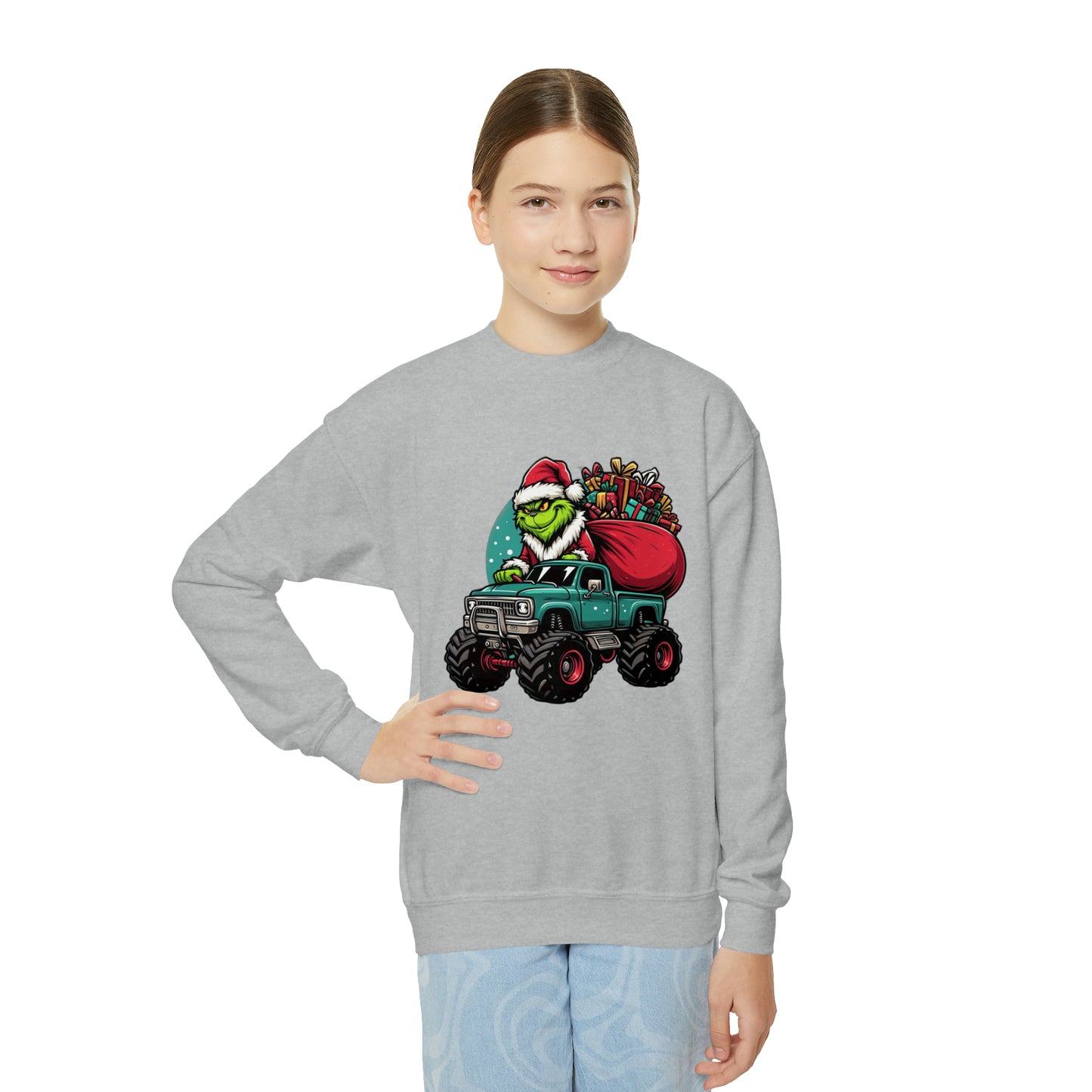 Monster Trucking Grinch Youth Sweatshirt