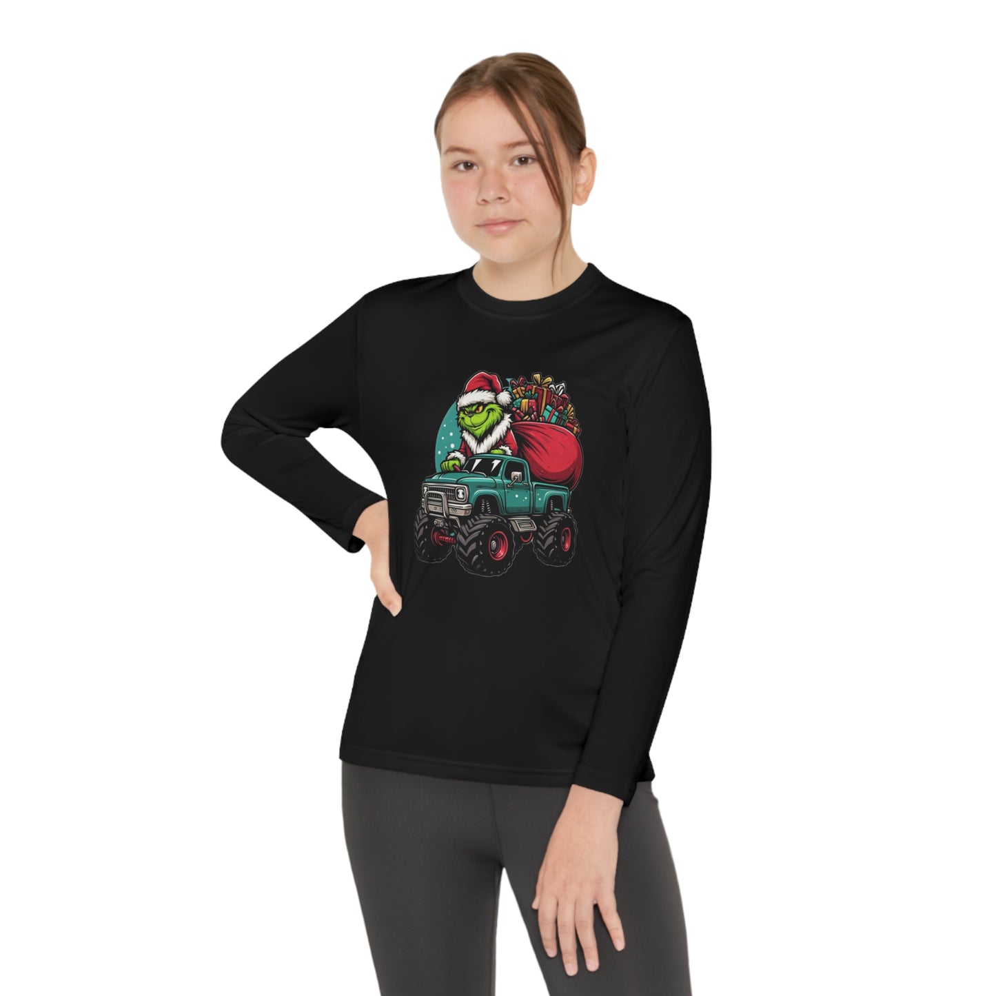 Monster Trucking Grinch Youth Long Sleeve