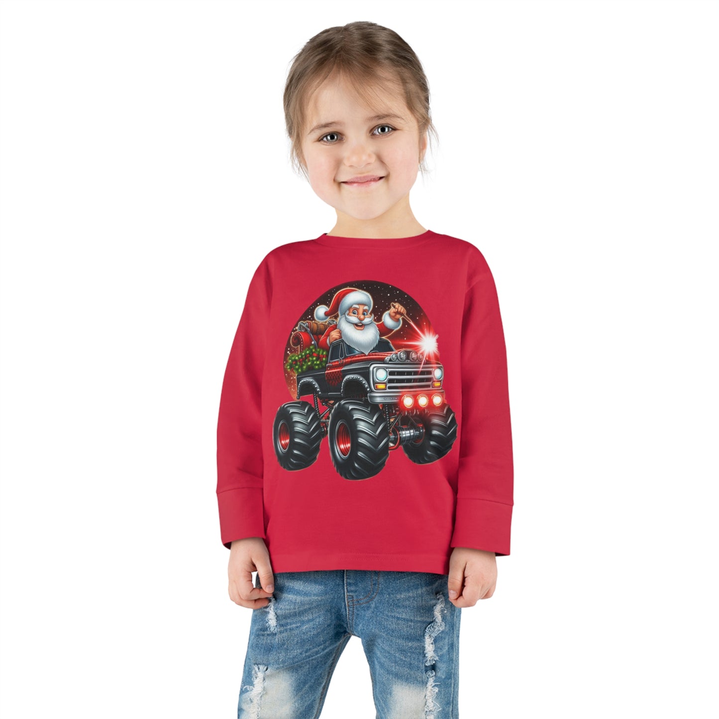 Santa in a Monster Truck Toddler Long-Sleeve