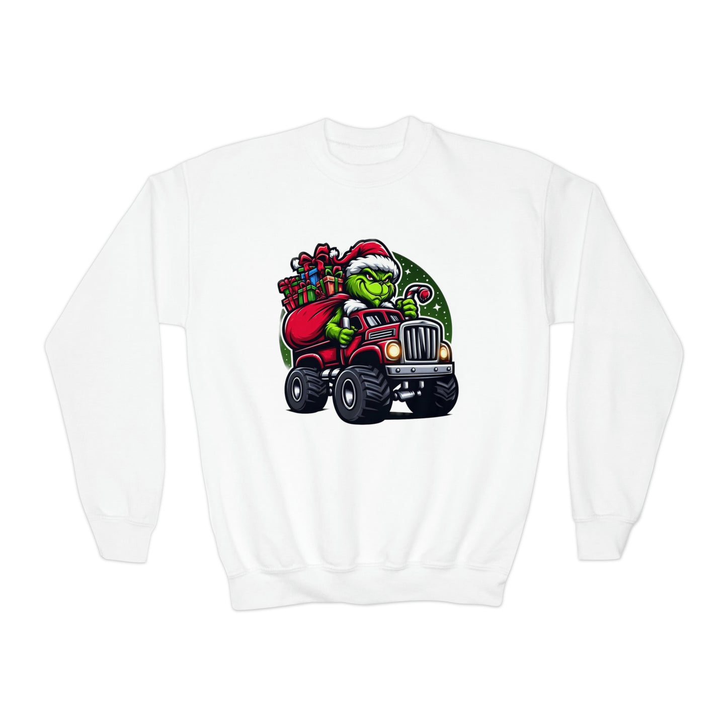 Grinch in a Monster Truck Youth Sweatshirt