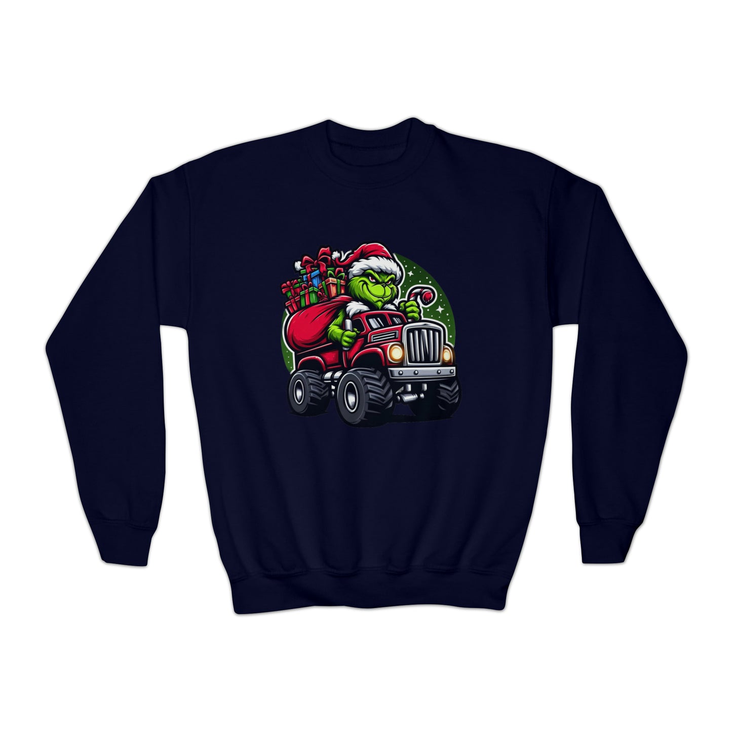 Grinch in a Monster Truck Youth Sweatshirt