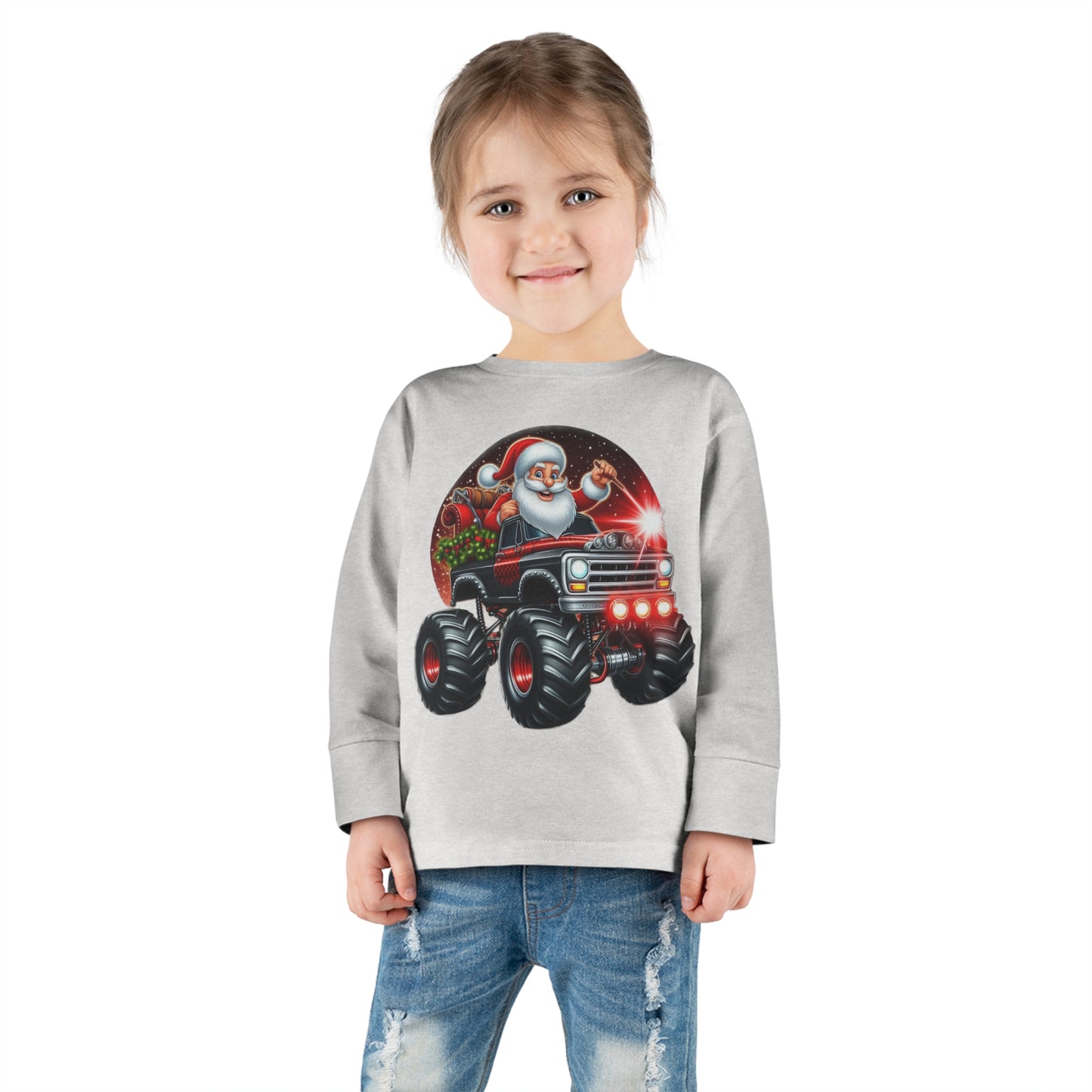 Santa in a Monster Truck Toddler Long-Sleeve