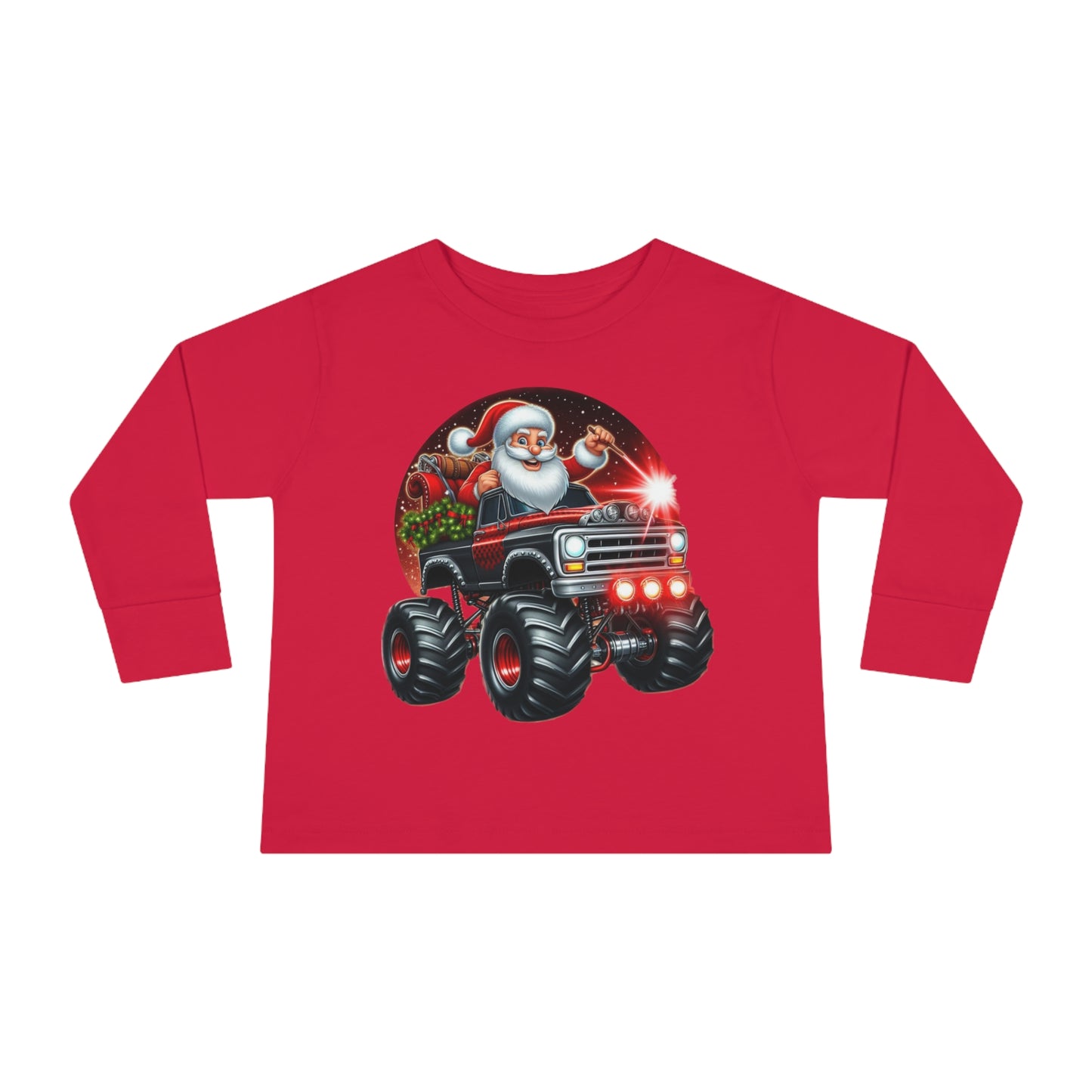 Santa in a Monster Truck Toddler Long-Sleeve