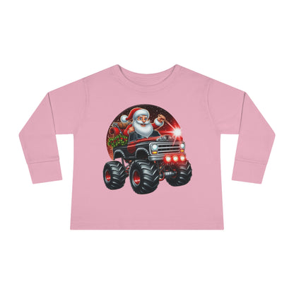 Santa in a Monster Truck Toddler Long-Sleeve