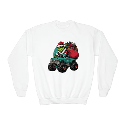 Monster Trucking Grinch Youth Sweatshirt