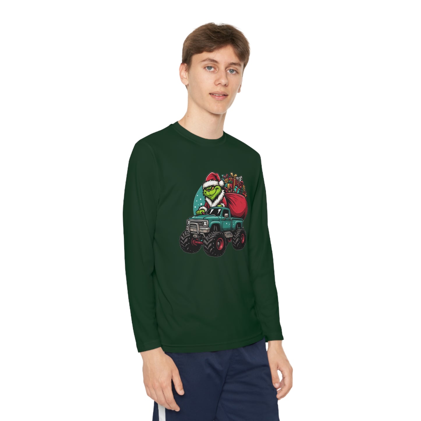 Monster Trucking Grinch Youth Long Sleeve