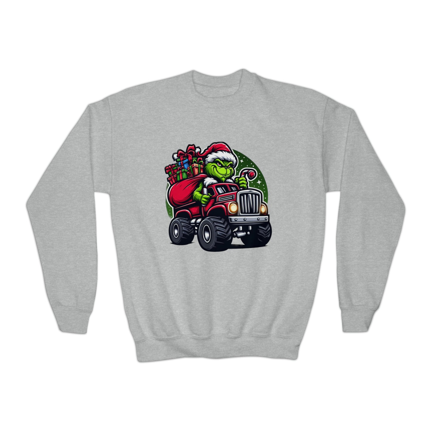 Grinch in a Monster Truck Youth Sweatshirt