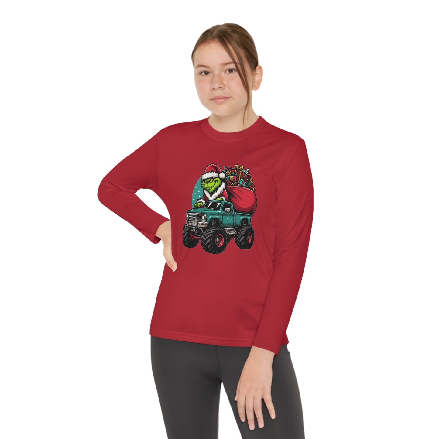 Monster Trucking Grinch Youth Long Sleeve