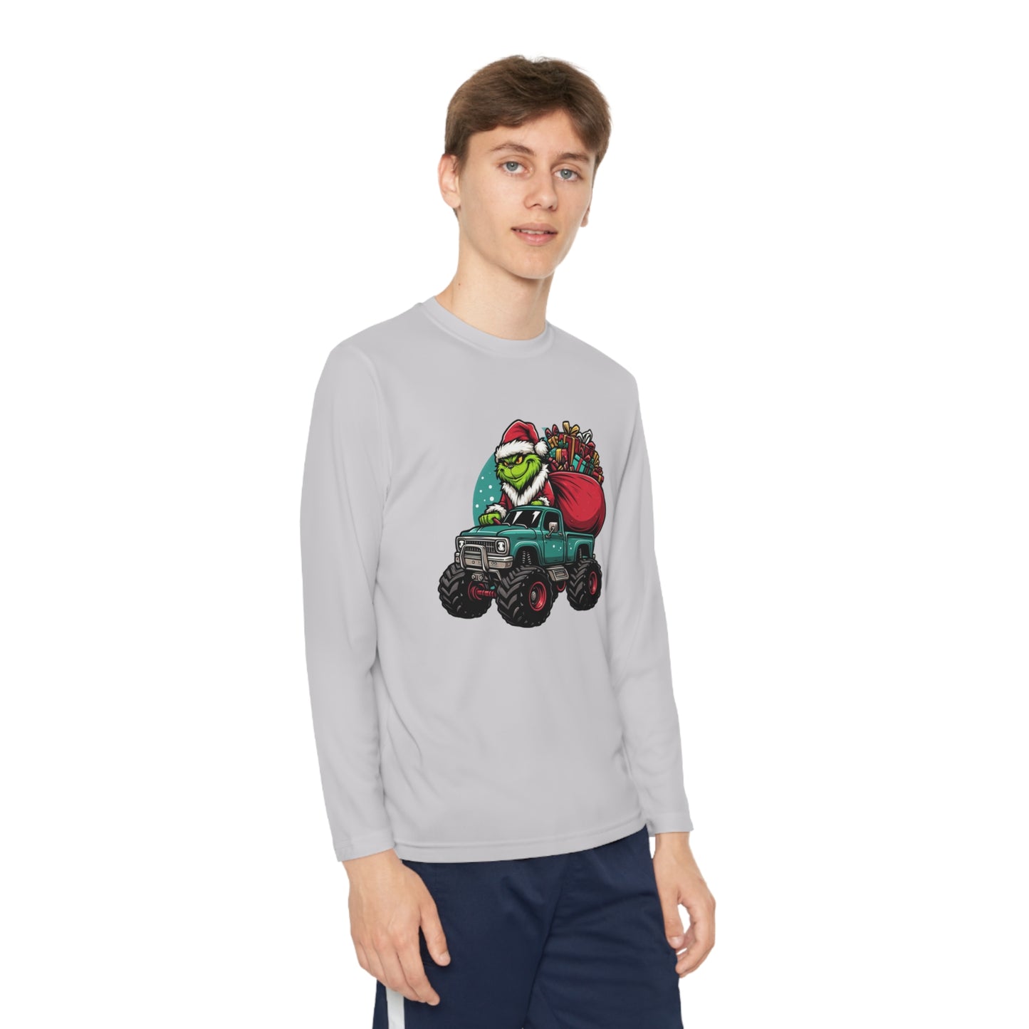 Monster Trucking Grinch Youth Long Sleeve