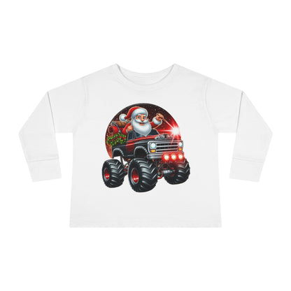 Santa in a Monster Truck Toddler Long-Sleeve