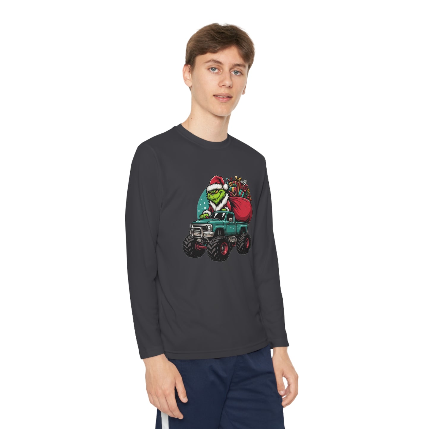 Monster Trucking Grinch Youth Long Sleeve