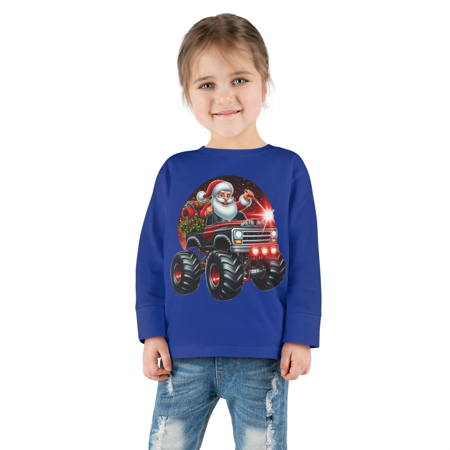 Santa in a Monster Truck Toddler Long-Sleeve