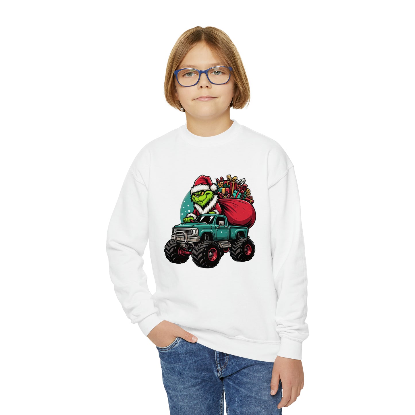 Monster Trucking Grinch Youth Sweatshirt