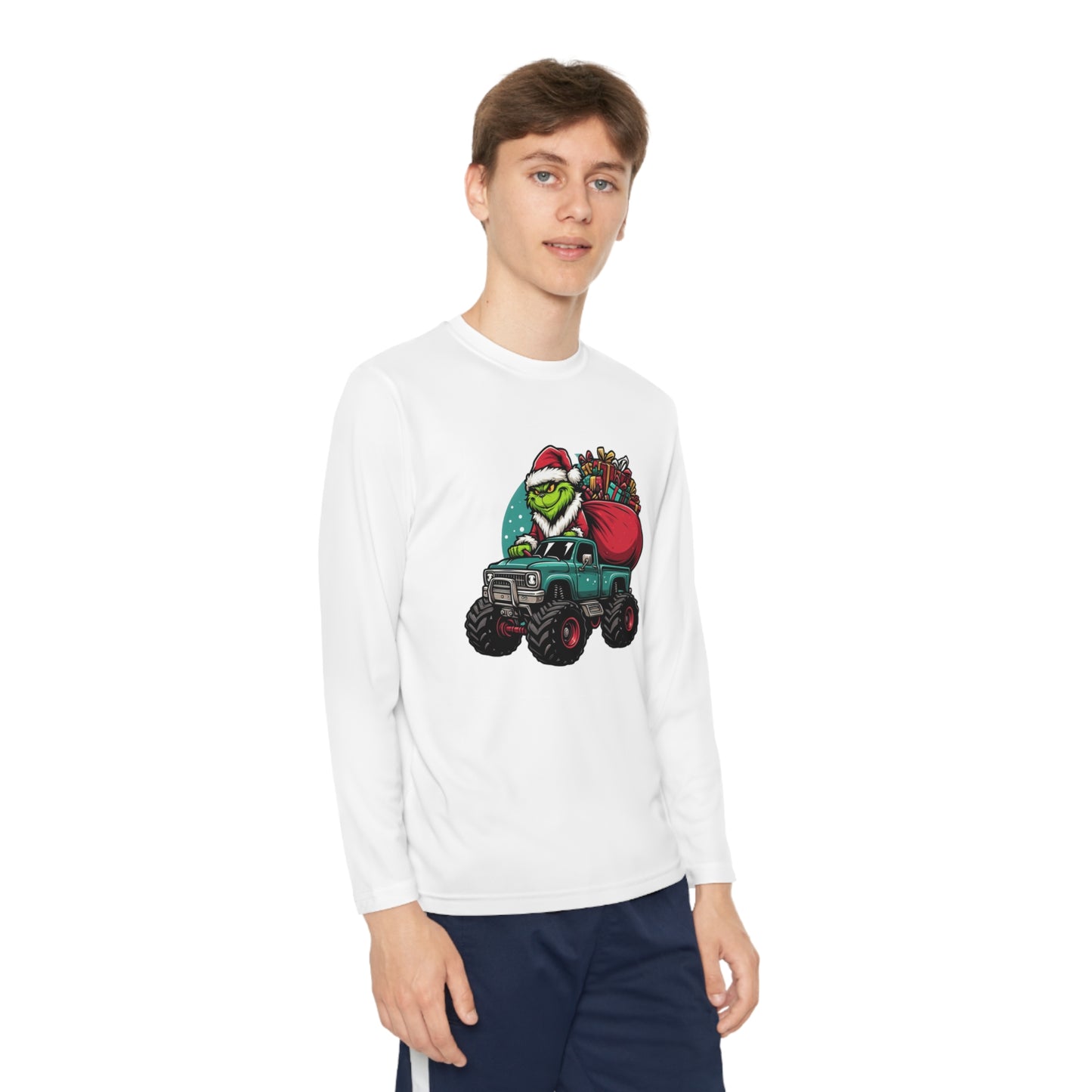 Monster Trucking Grinch Youth Long Sleeve