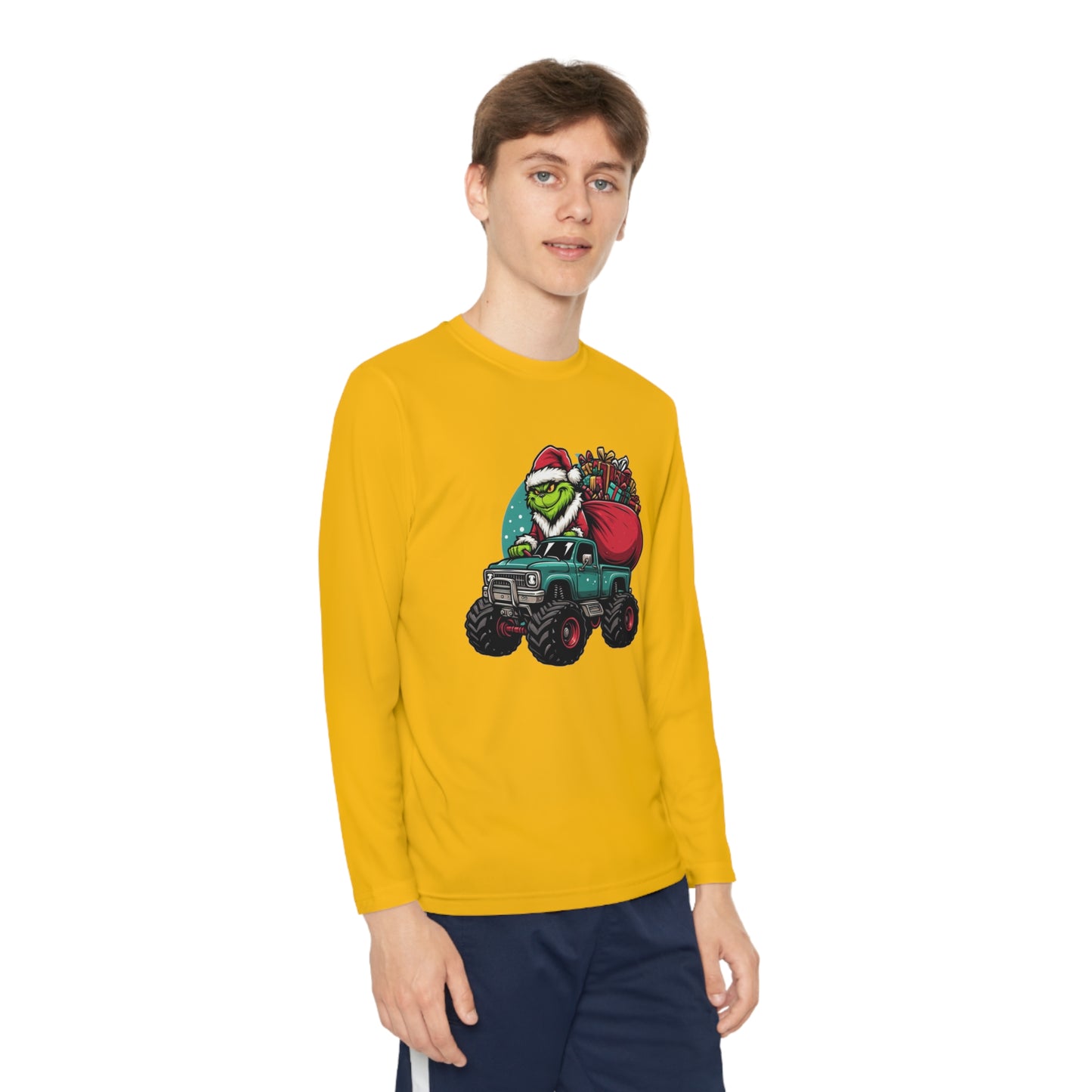 Monster Trucking Grinch Youth Long Sleeve