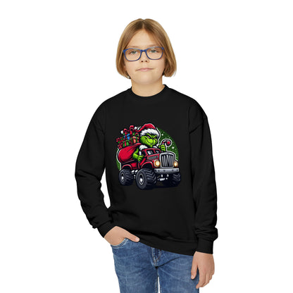 Grinch in a Monster Truck Youth Sweatshirt