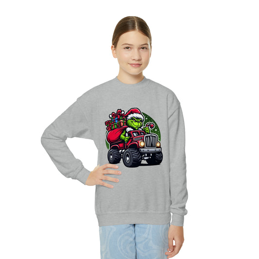 Grinch in a Monster Truck Youth Sweatshirt