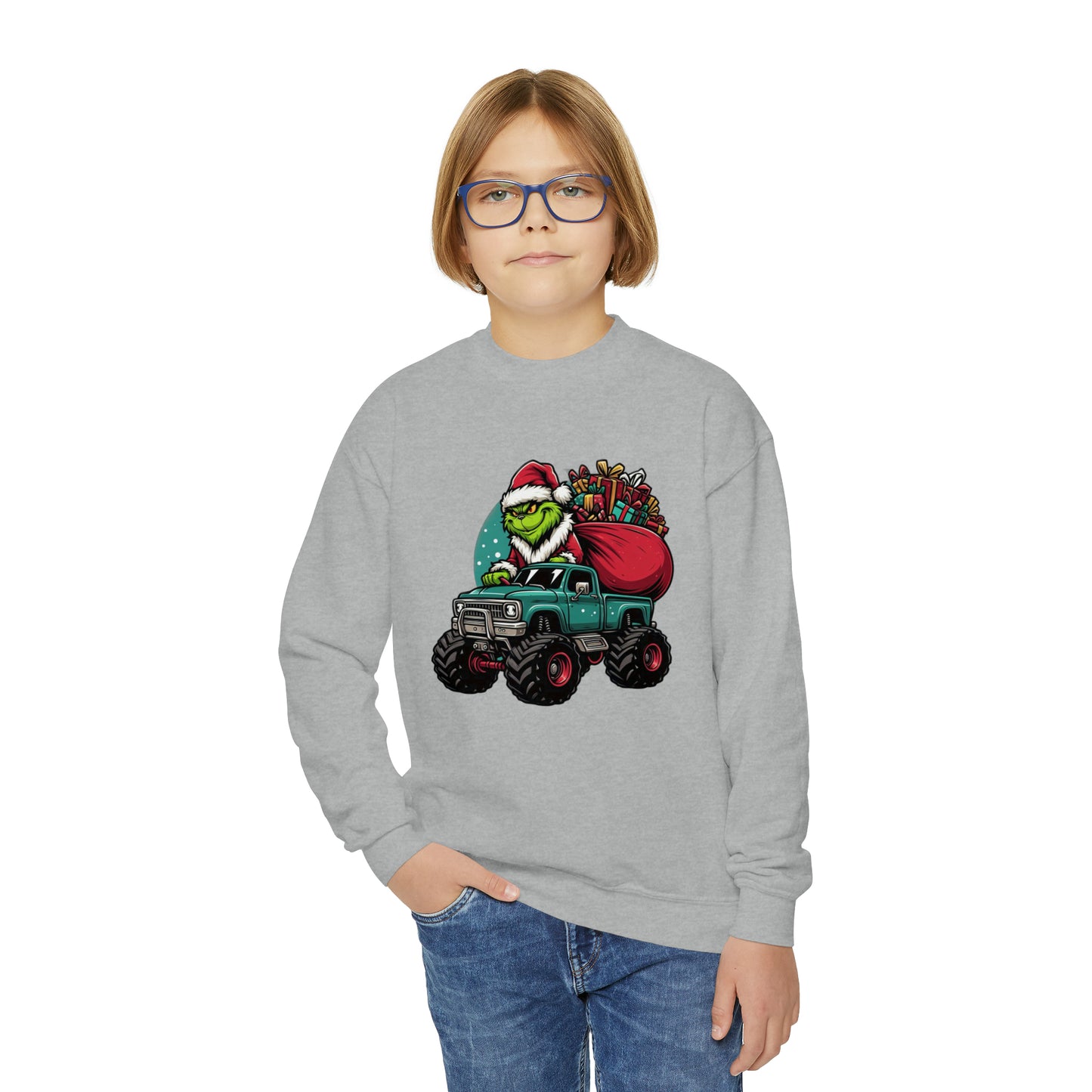 Monster Trucking Grinch Youth Sweatshirt