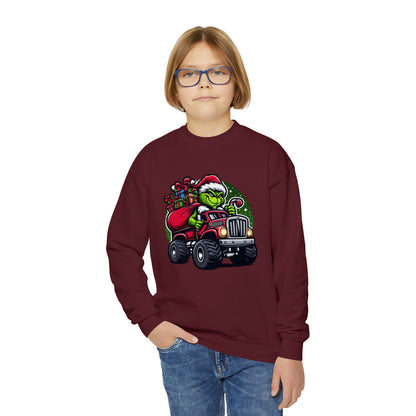 Grinch in a Monster Truck Youth Sweatshirt