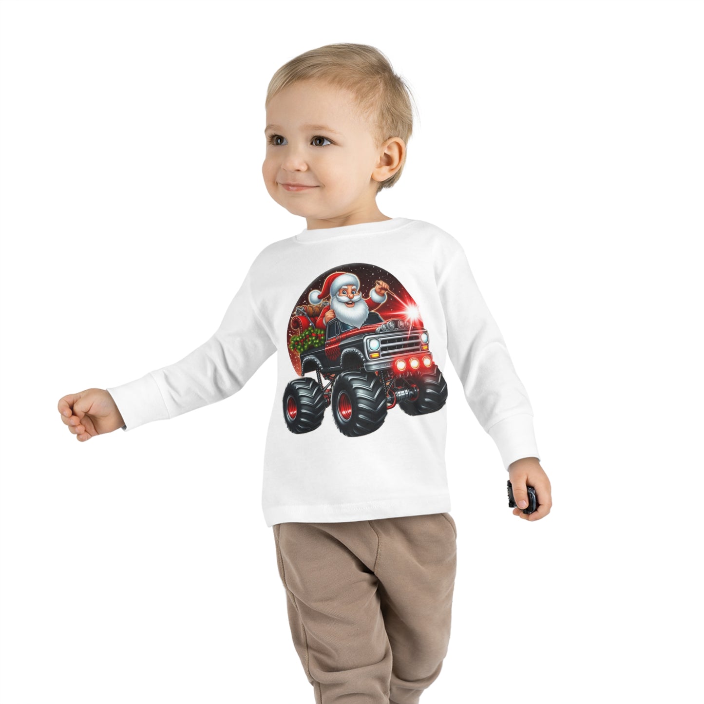 Santa in a Monster Truck Toddler Long-Sleeve