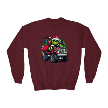 Grinch in a Monster Truck Youth Sweatshirt