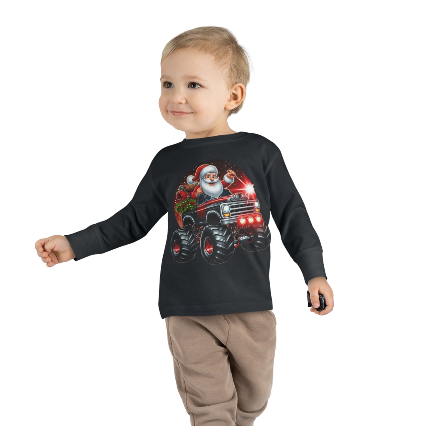 Santa in a Monster Truck Toddler Long-Sleeve