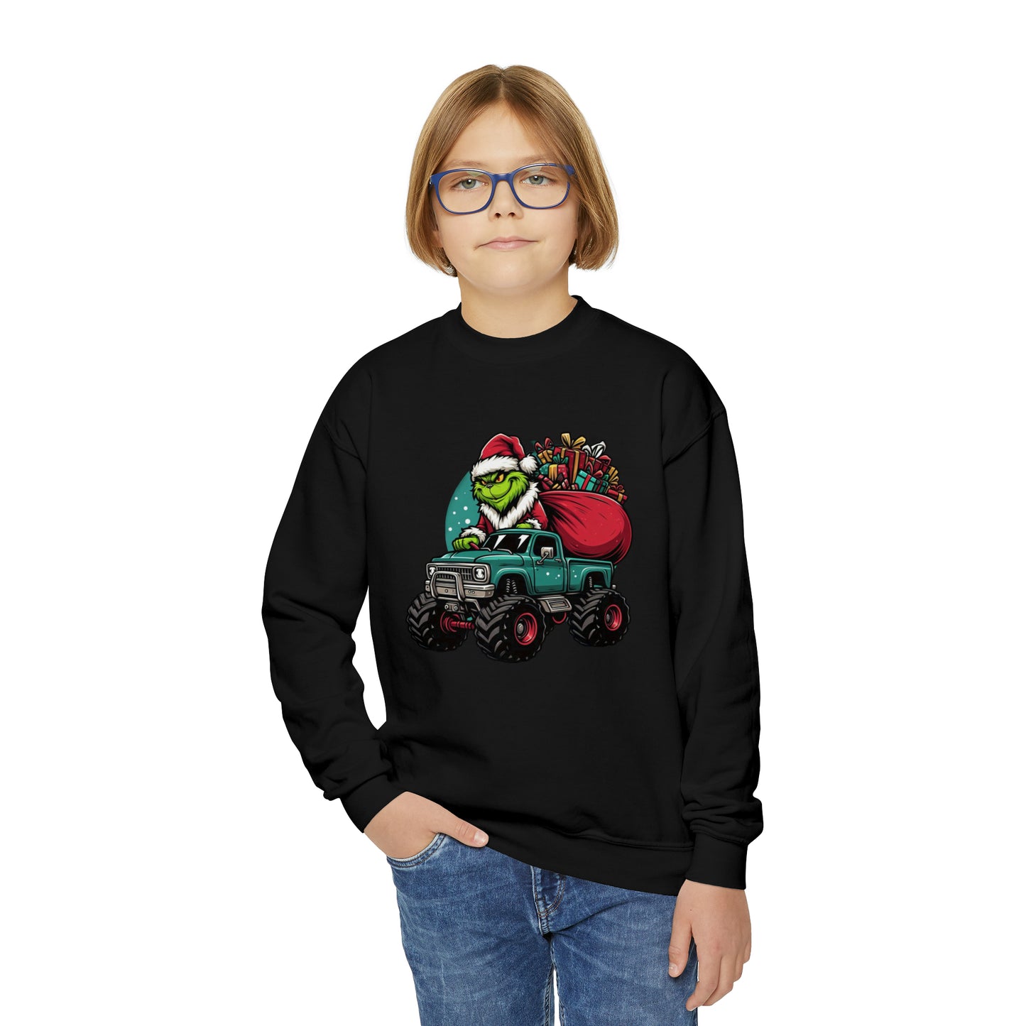 Monster Trucking Grinch Youth Sweatshirt