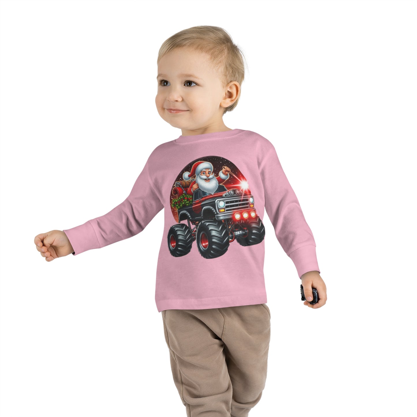 Santa in a Monster Truck Toddler Long-Sleeve