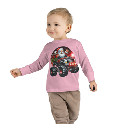 Santa in a Monster Truck Toddler Long-Sleeve