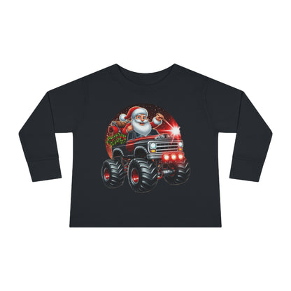 Santa in a Monster Truck Toddler Long-Sleeve