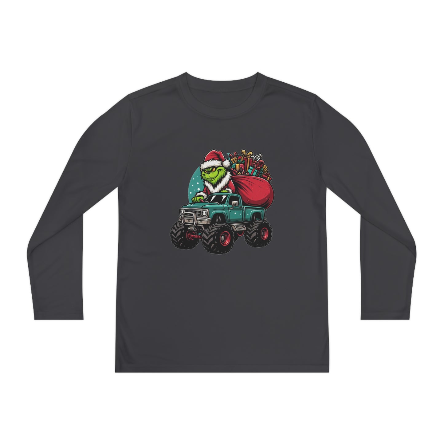 Monster Trucking Grinch Youth Long Sleeve