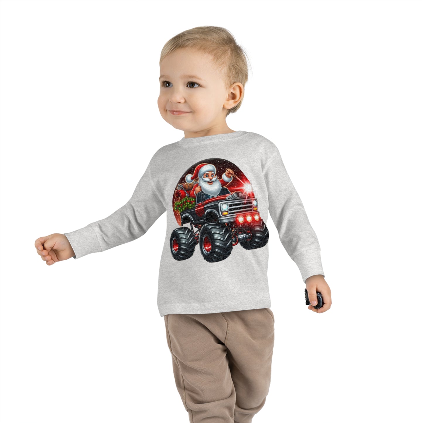 Santa in a Monster Truck Toddler Long-Sleeve